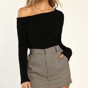 Popular babe asymmetrical ribbed knit sweater